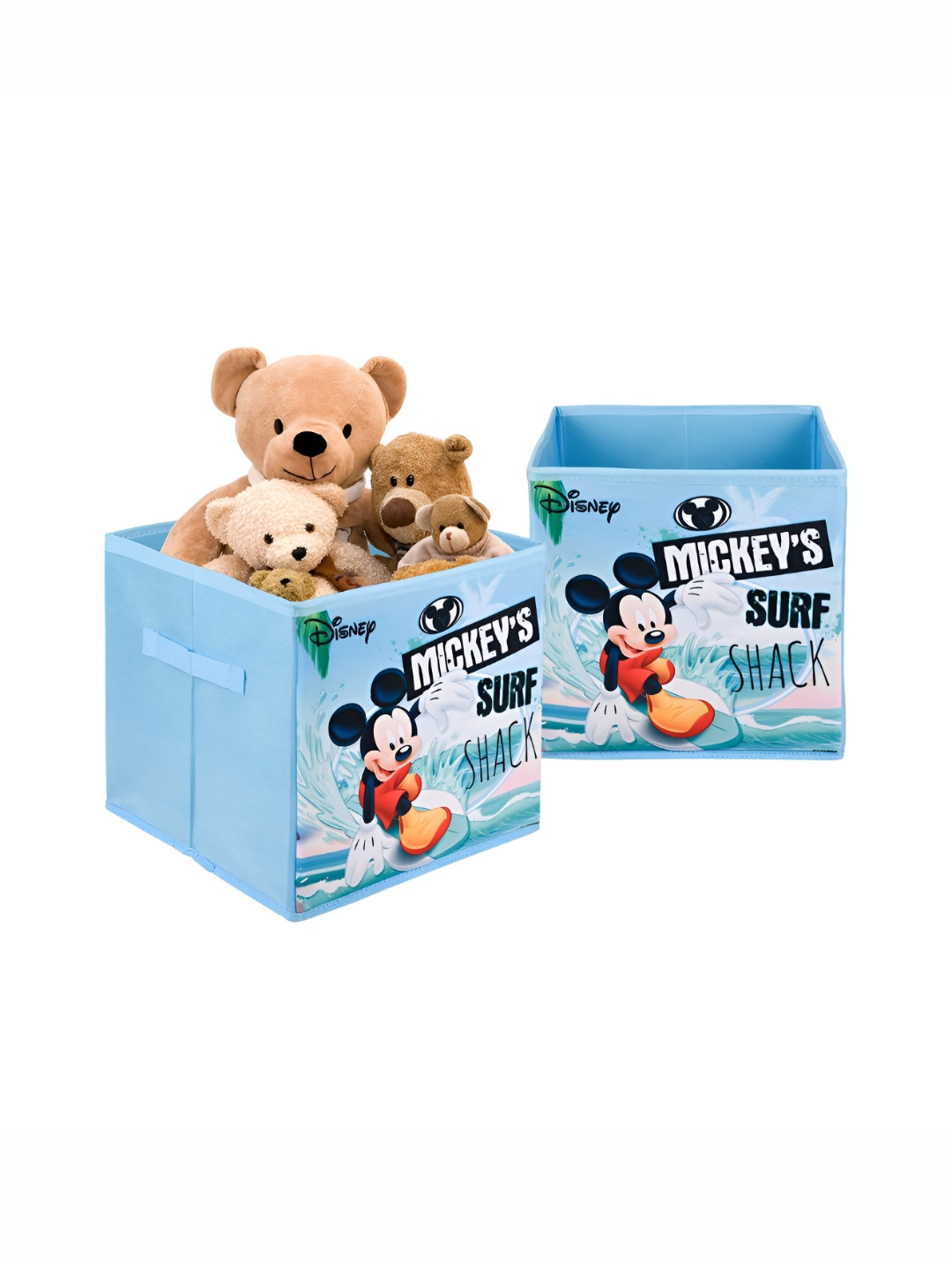 YK Blue & White 2 Pieces Mickey Printed Storage Box Organisers