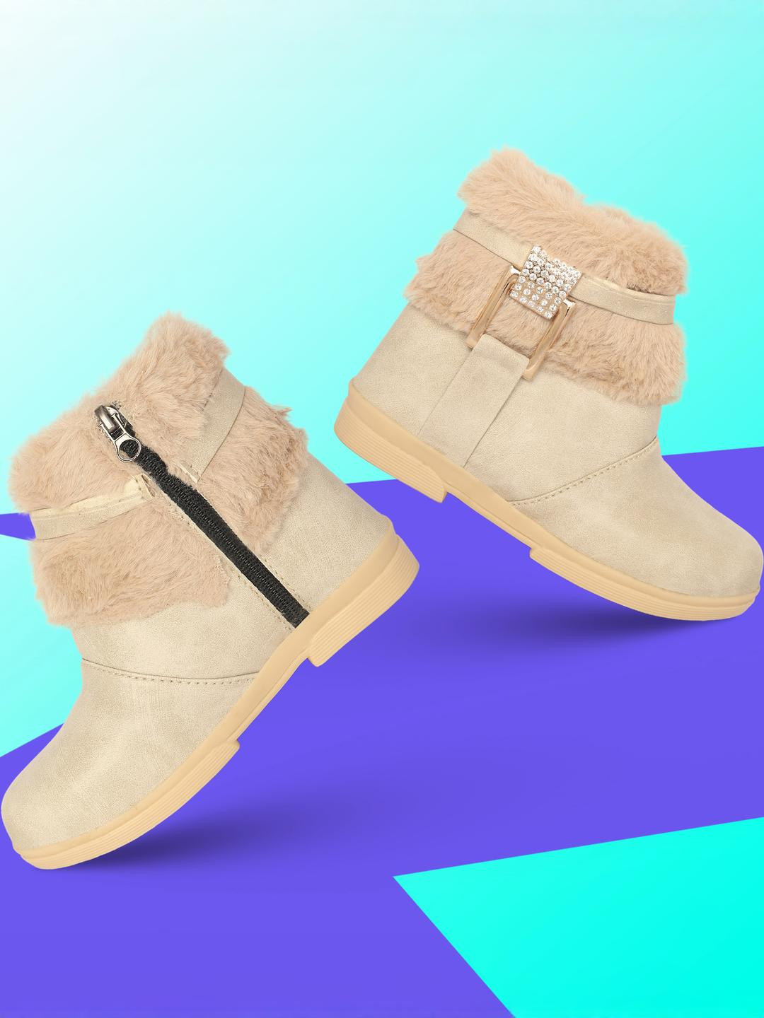 Freeplay Girls Elegant Beige Ankle Boots