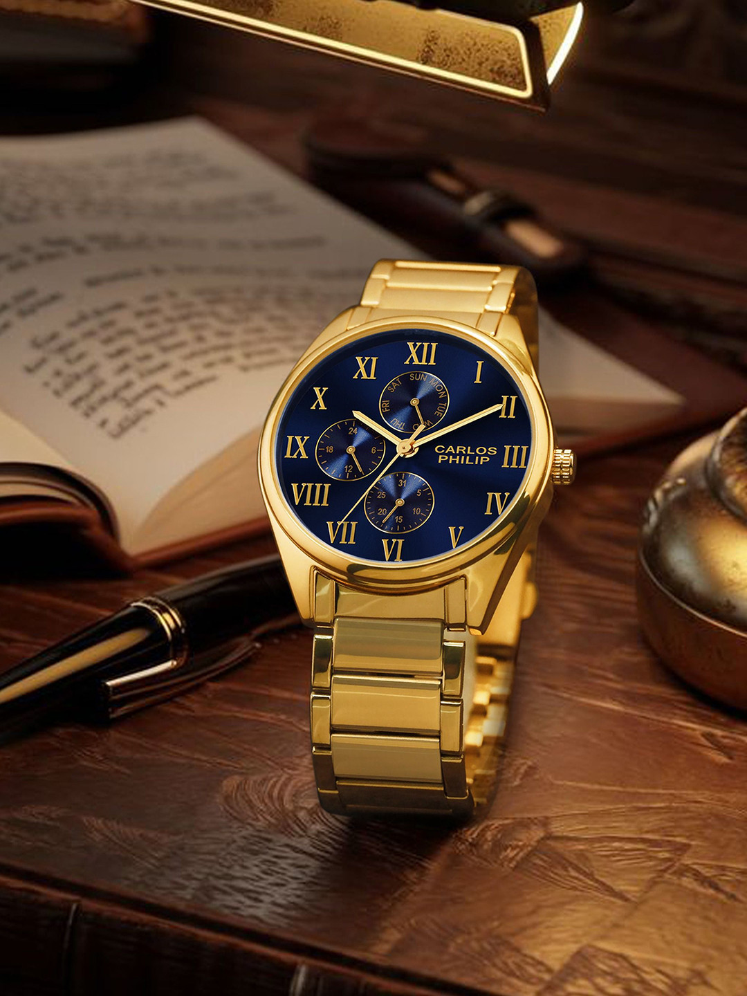 CARLOS PHILIP Men Bracelet Style Straps Analogue Watch Element RSG 17 Blue IGP