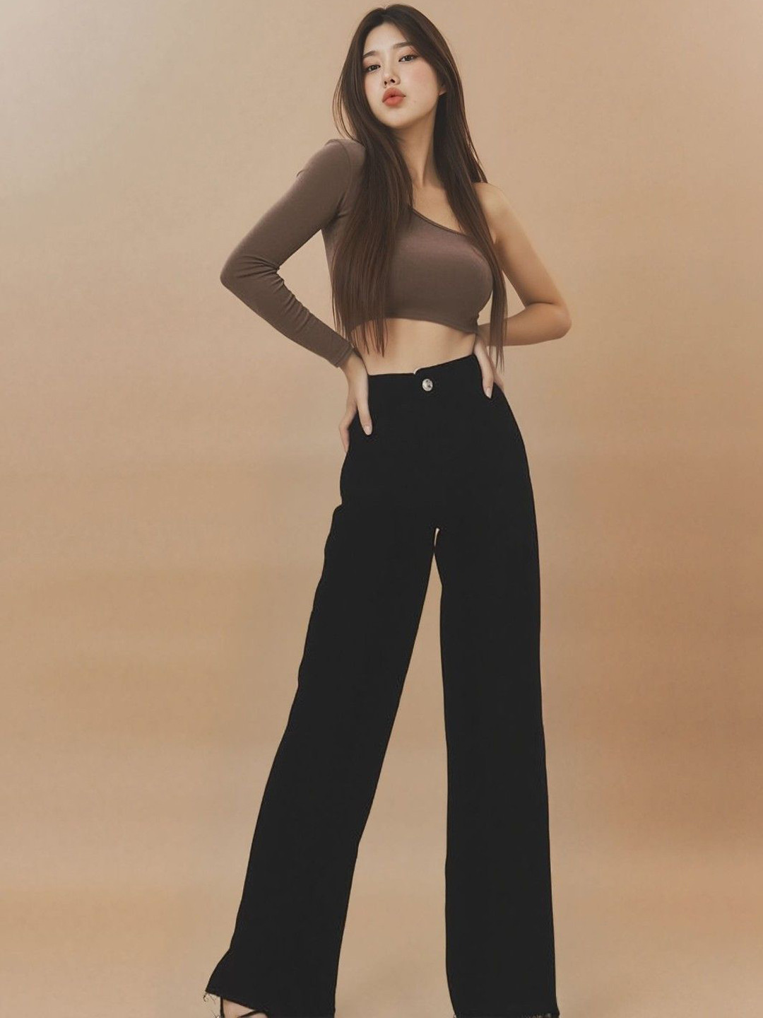 Hayler Women Jean Wide Leg Mid-Rise Stretchable Jeans