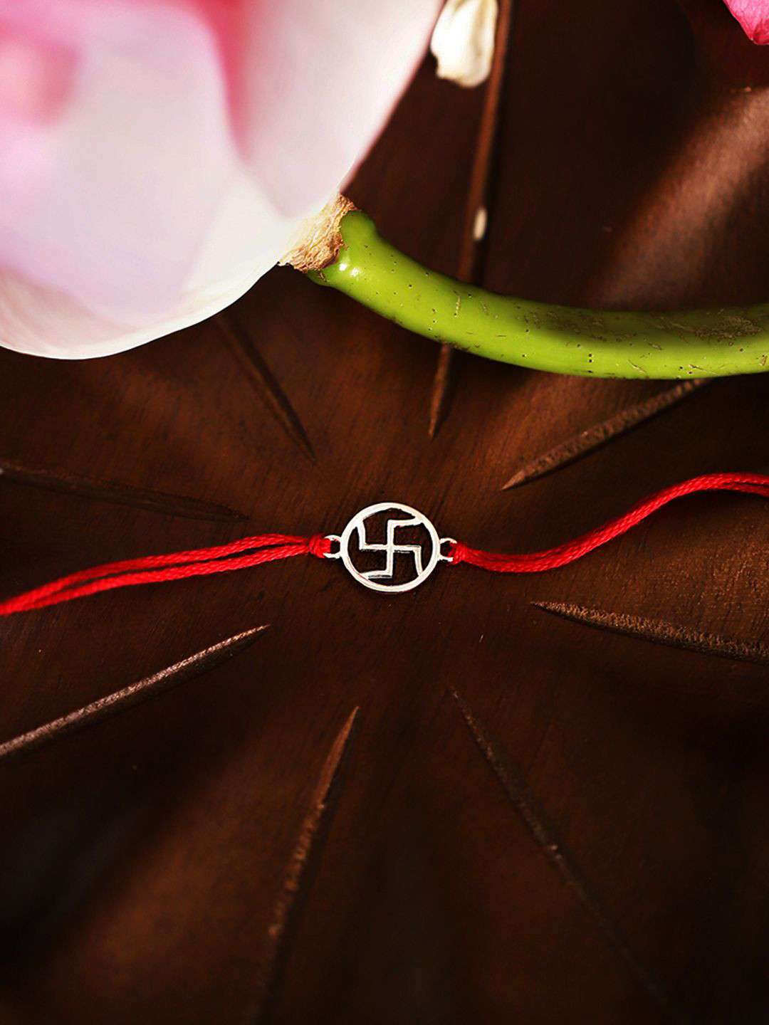 BONKIDS Kids 925 Silver Swastik Thread Rakhi