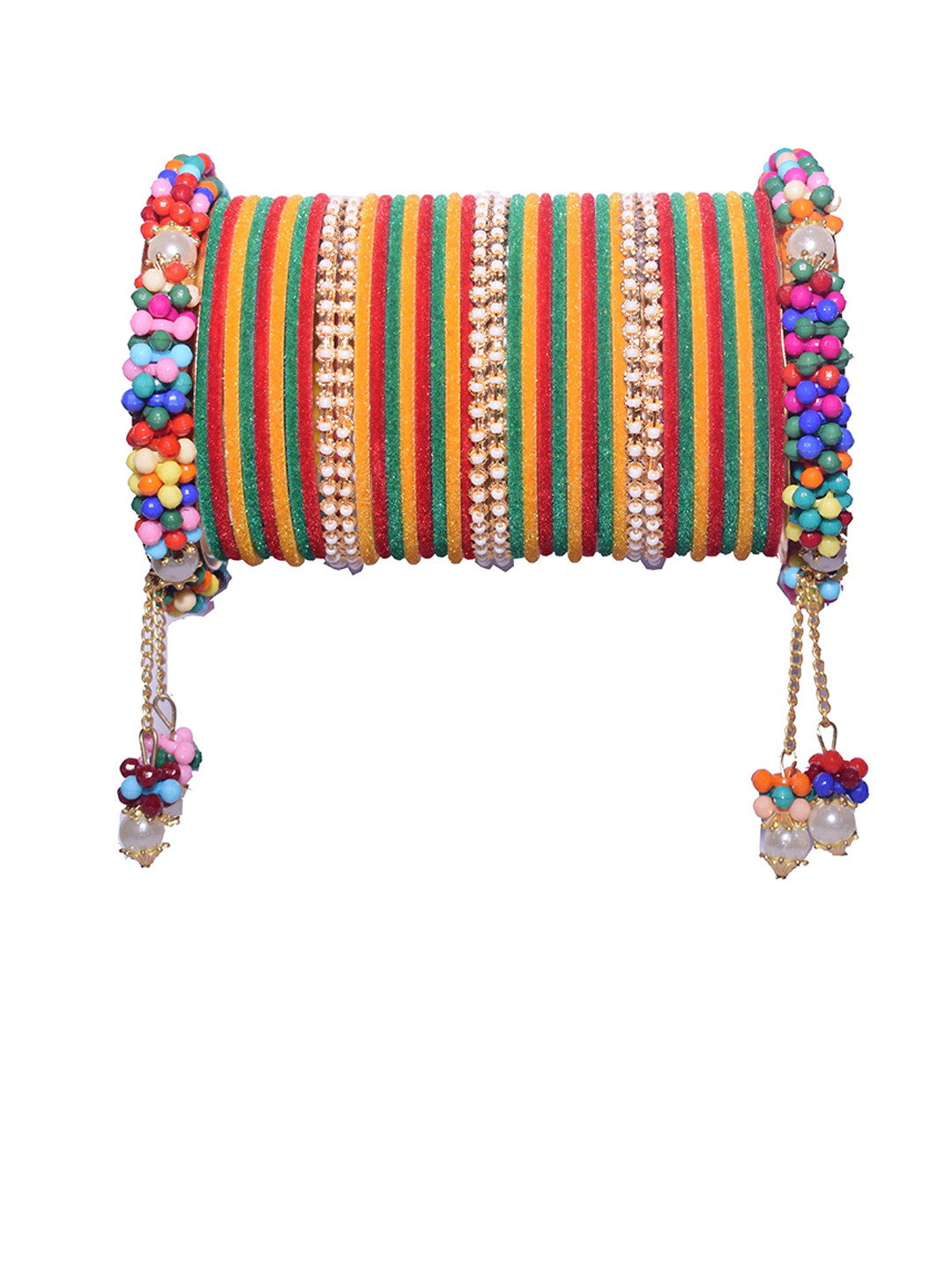 VICONO Set Of 80 Gold Plated Stone Studded Bangles