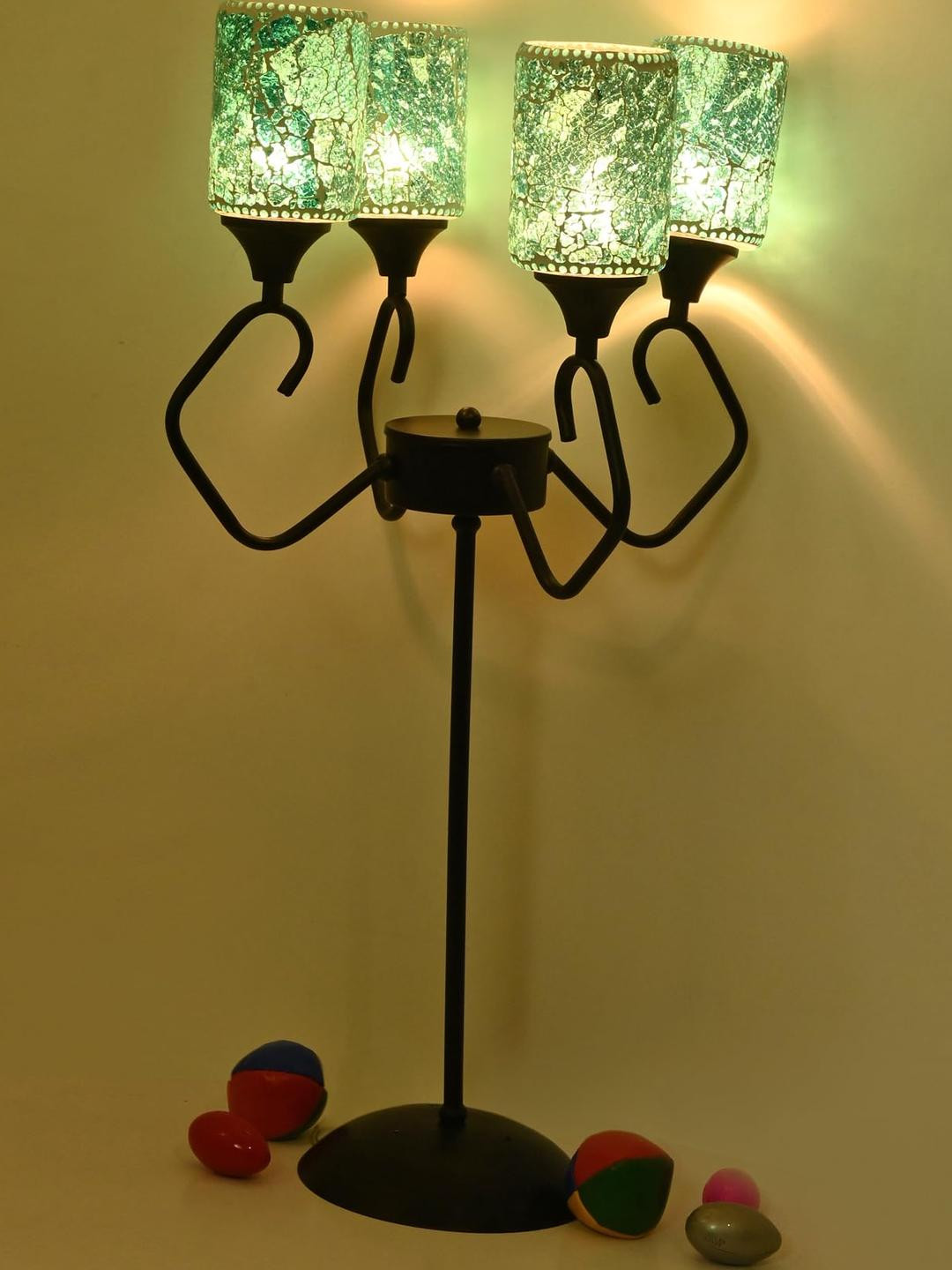 SOMIL Modern Floor Lamp with Metal Base and Four Designer Glass Shades