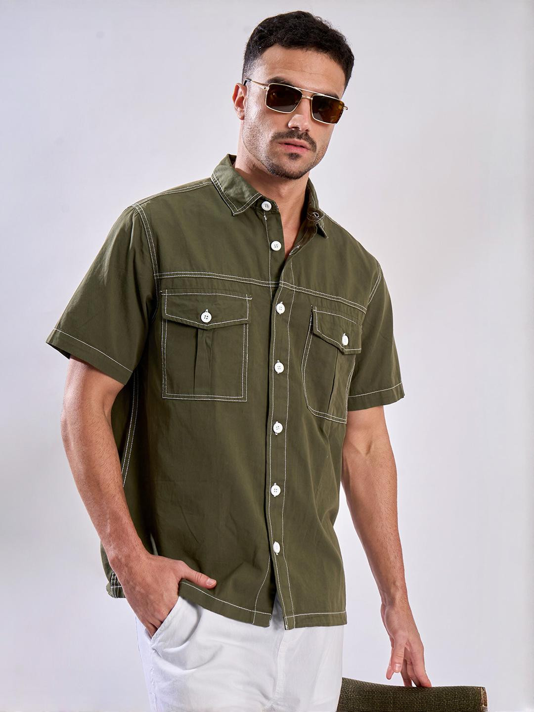 Roadster Men Contrast Stitch Relax Fit Casual Shirt