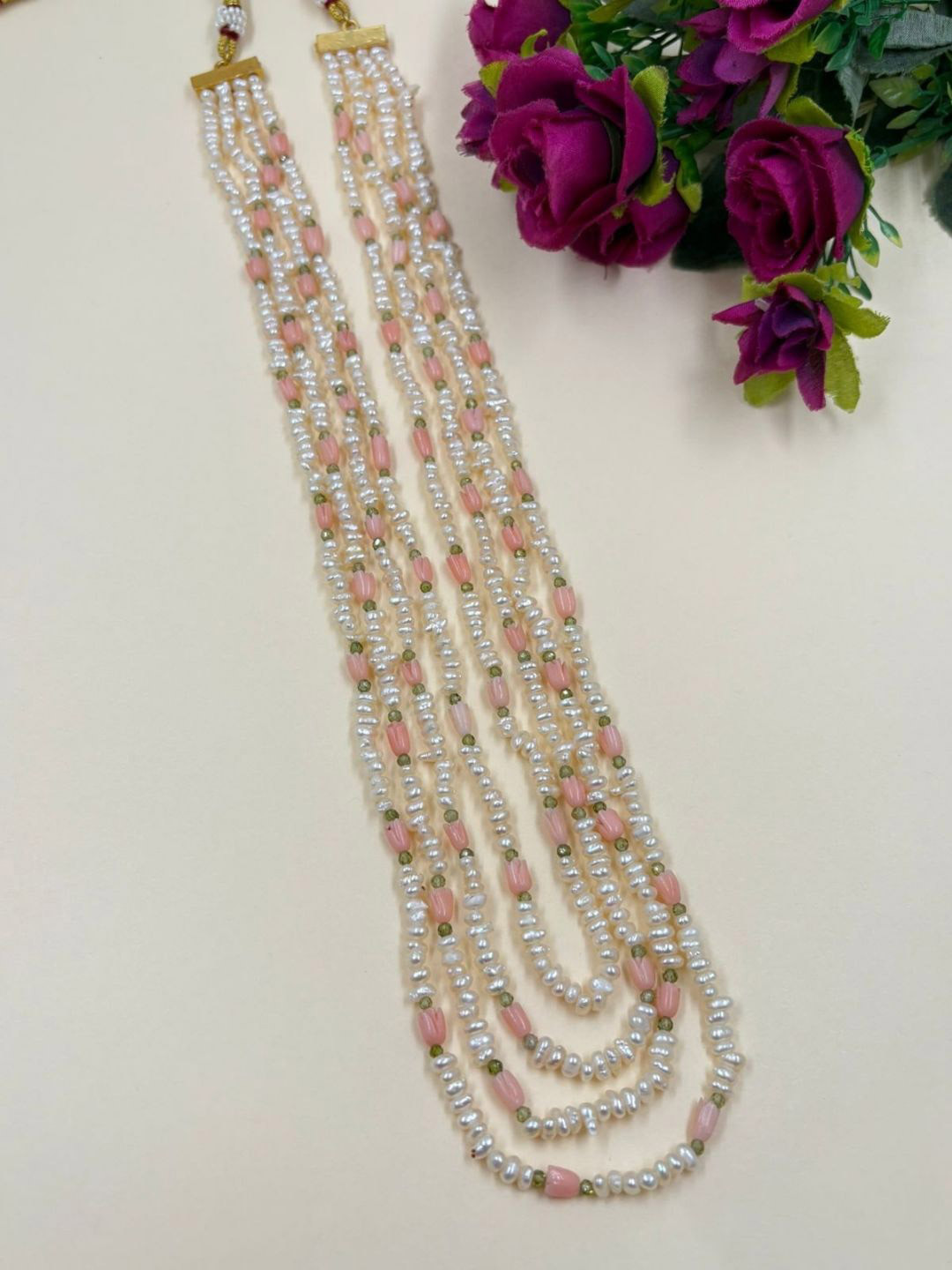 Gehna By  Beadazzled Pearls Beaded layered Statement Necklace