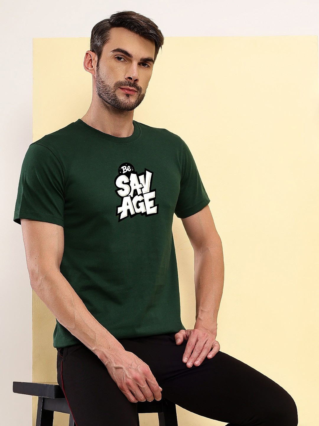 T.T. Men Typography Printed Round Neck Cotton T-shirt