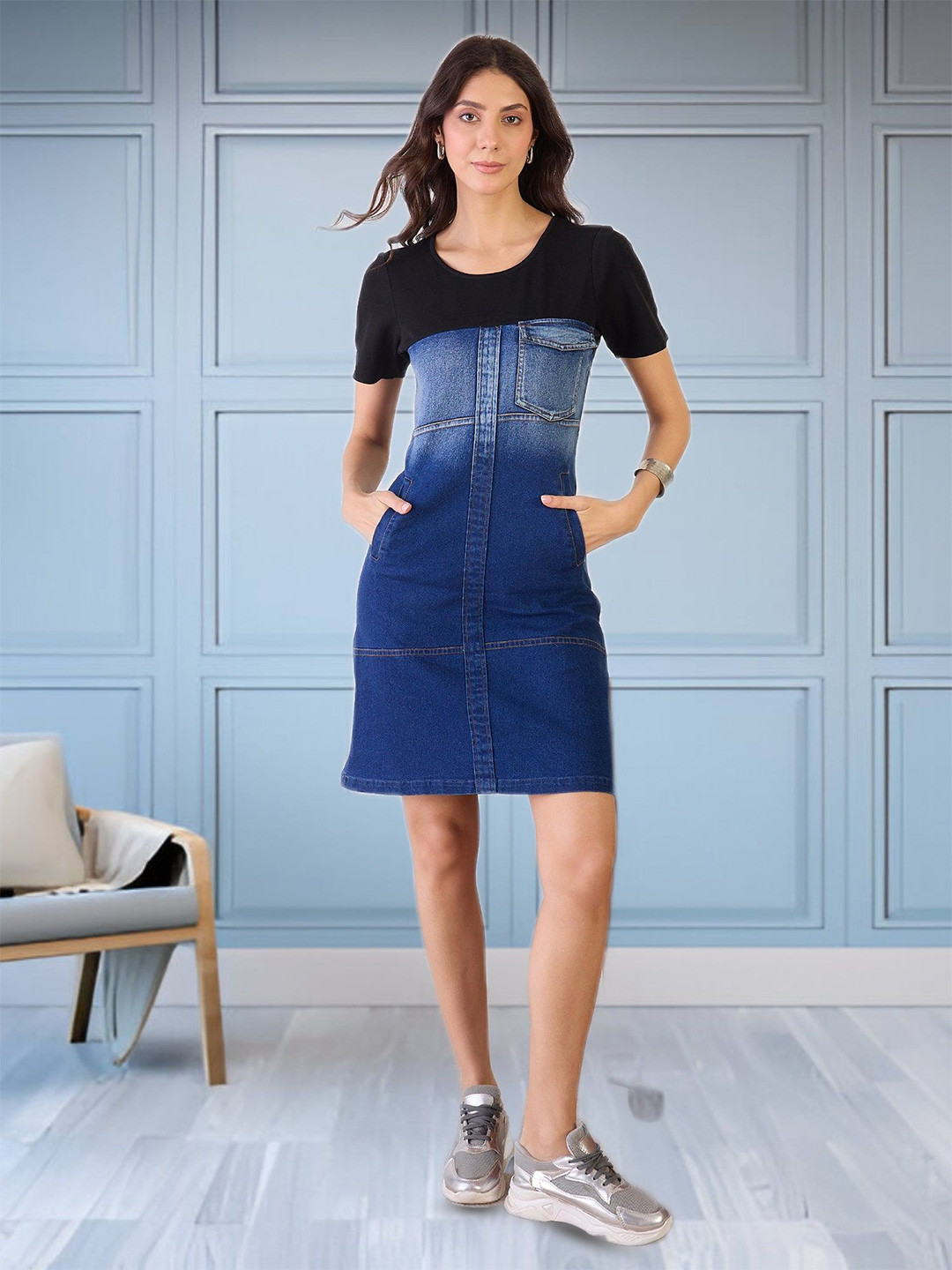 all about you Denim Shift Mini Dress