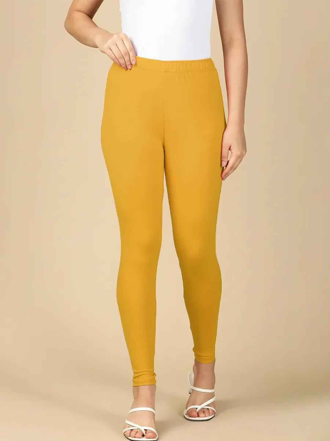 HAYA Women Yellow Full Length Cotton Leggings