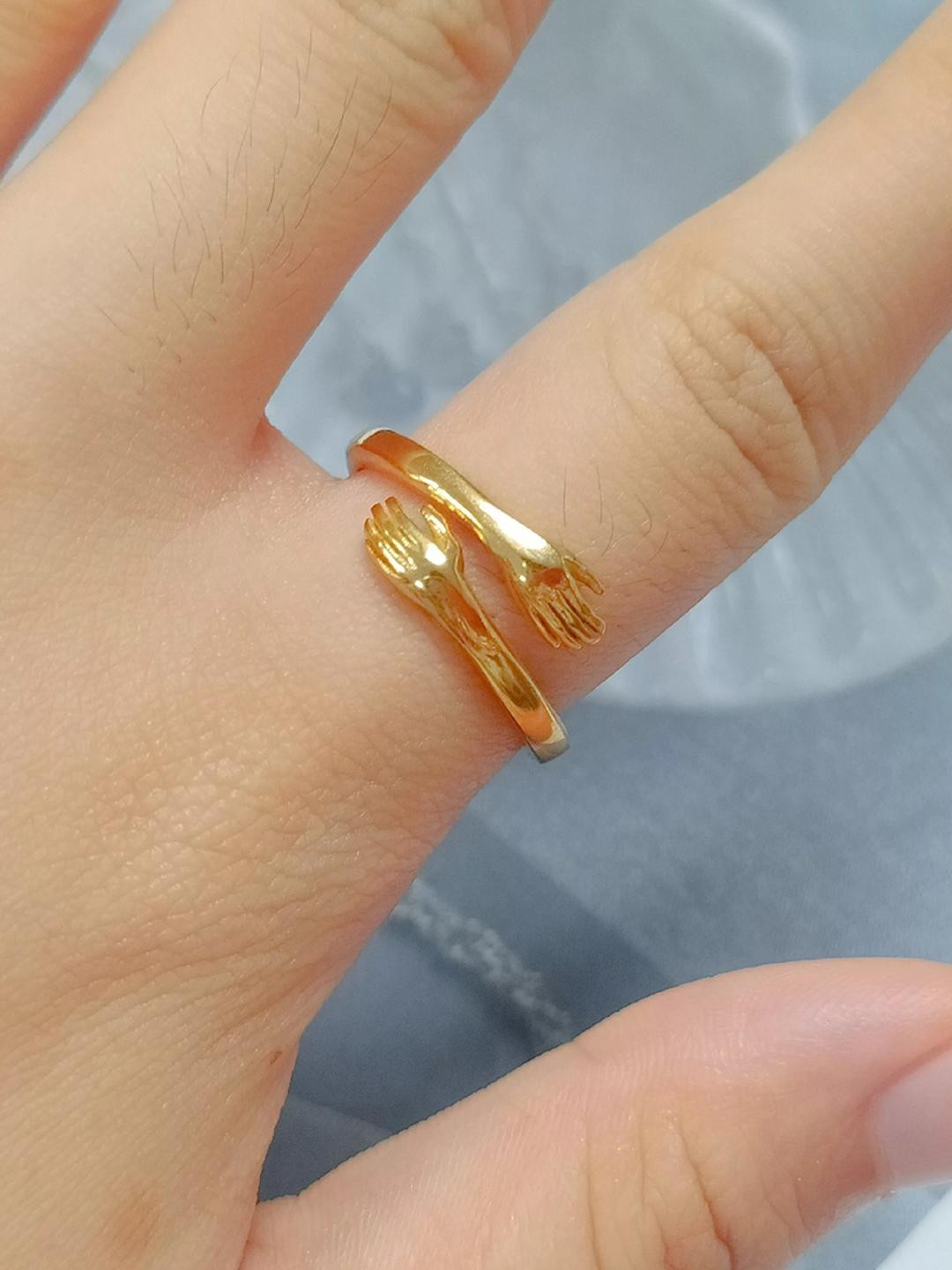 DressBerry Loveable Golden Adjustable Friendship Promise Hug Ring For Girls And Women