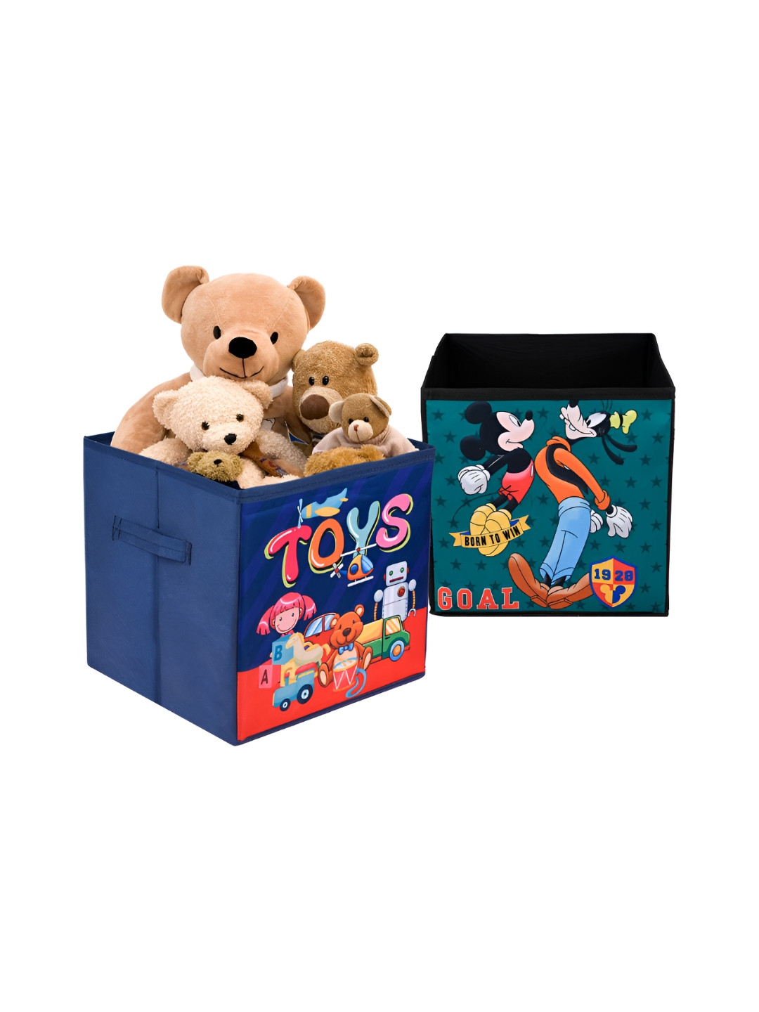 YK Navy Blue & Green 2 Pieces Printed Storage Box Organisers