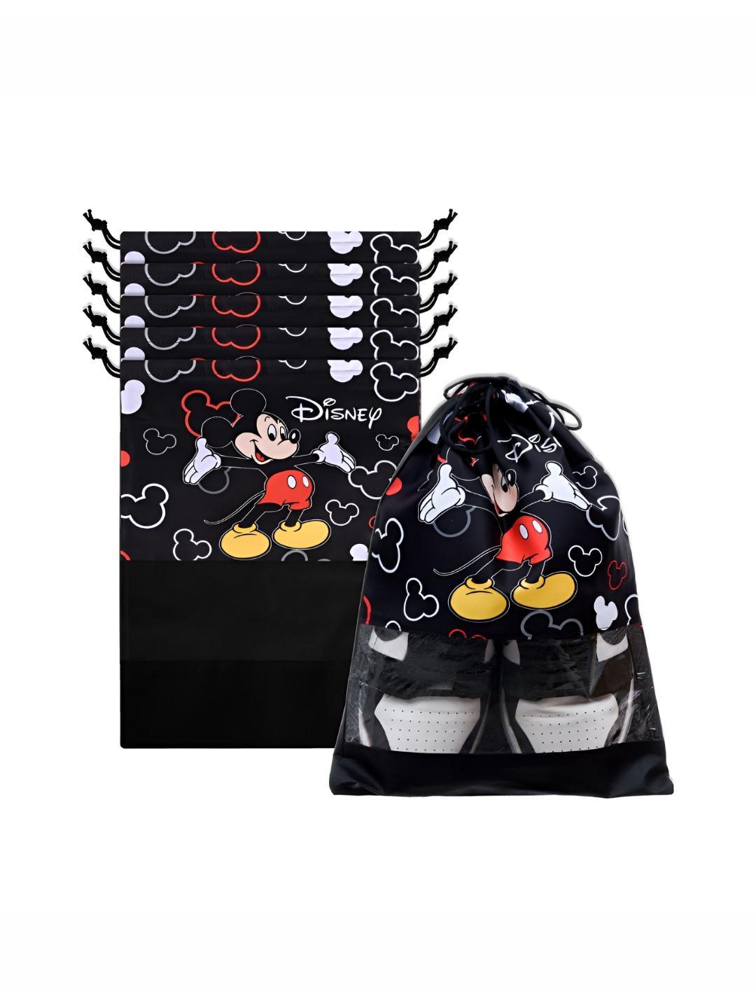YK Black & White 6 Pieces Disney Mickey Printed Shoes Organisers