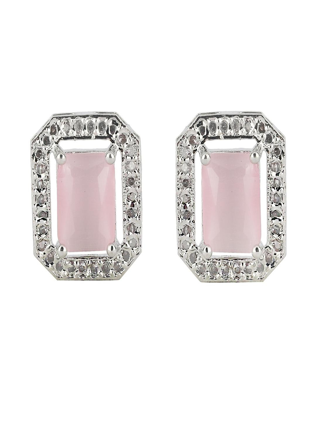 GlammTank  Silver-Plated American Diamond Alloy Earrings