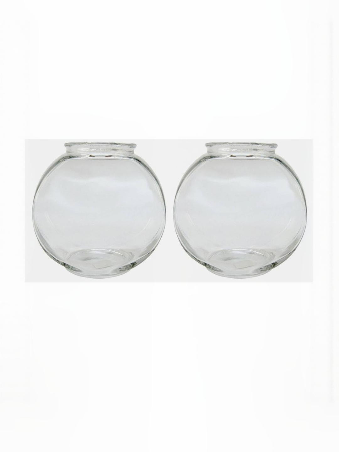 SOMIL Pack of 2 Clear & Transparent Decorative Glass Fish Bowl