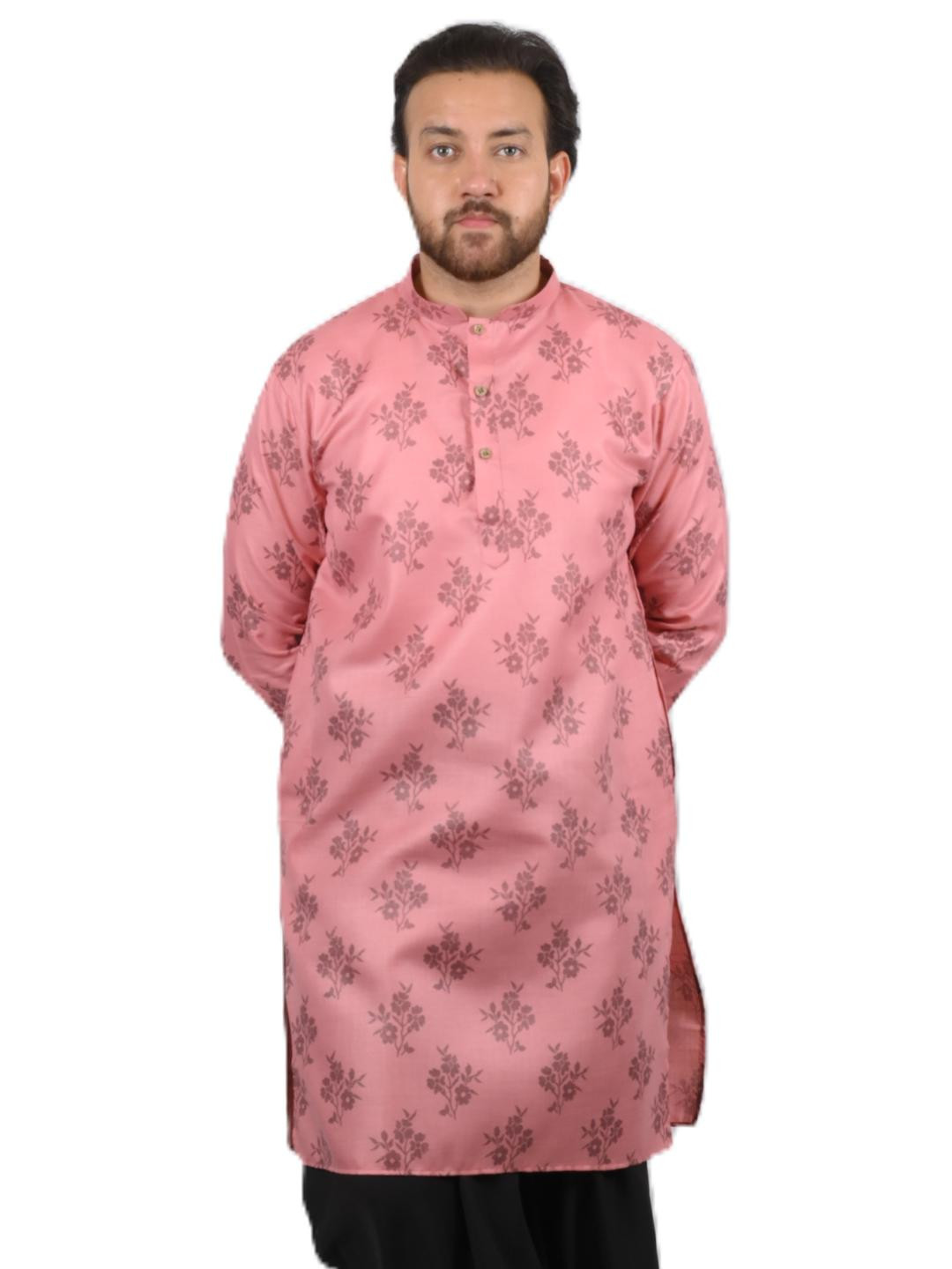 Mens long printed Pink Kurta 36