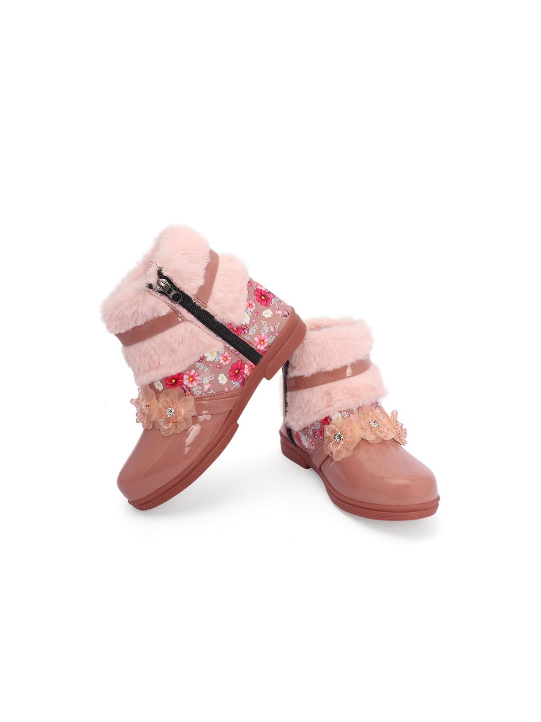 Freeplay Girls Floral With Faux Fur & Flower Detail Boots