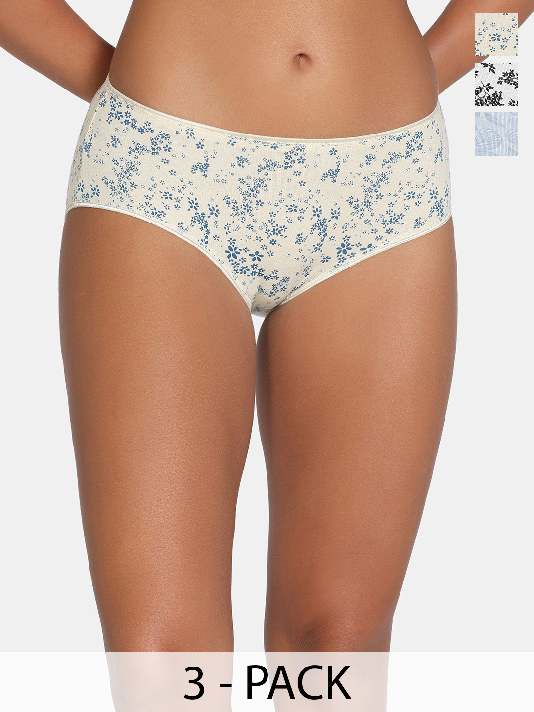 Zivame Pack Of 2 Printed Low-Rise Hipster Briefs ZI28CP-BriWhi SumSnd PAir