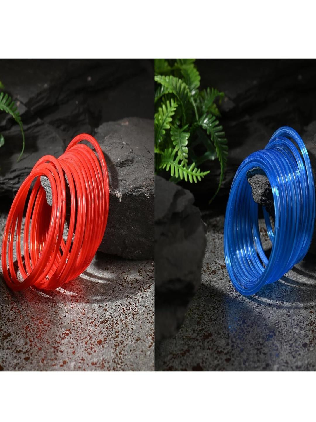 SOMIL Set Of 24 Blue And Red Glass Artificial Stones and Beads Bangles