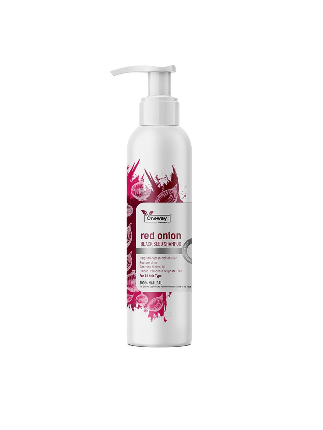 Oneway Happiness Red Onion Shampoo With Vitamin E & Rich Almond Oil- 200 ml