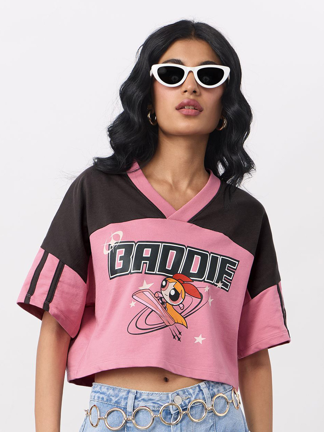 The Souled Store Official Women Powerpuff Girls Multicolor Oversized Fit Crop T-Shirts