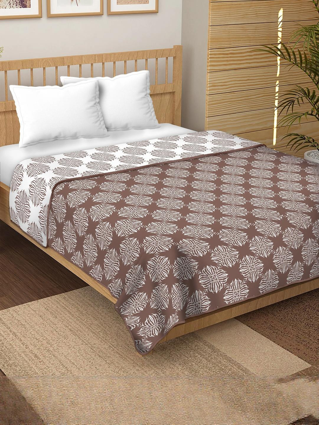 Doristyle Purple 500 GSM Checked Microfiber Double Bed Comforter