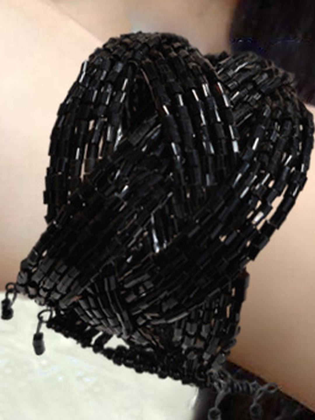 Grace Collections Women Black Metal Slip-On Cuff Bracelet