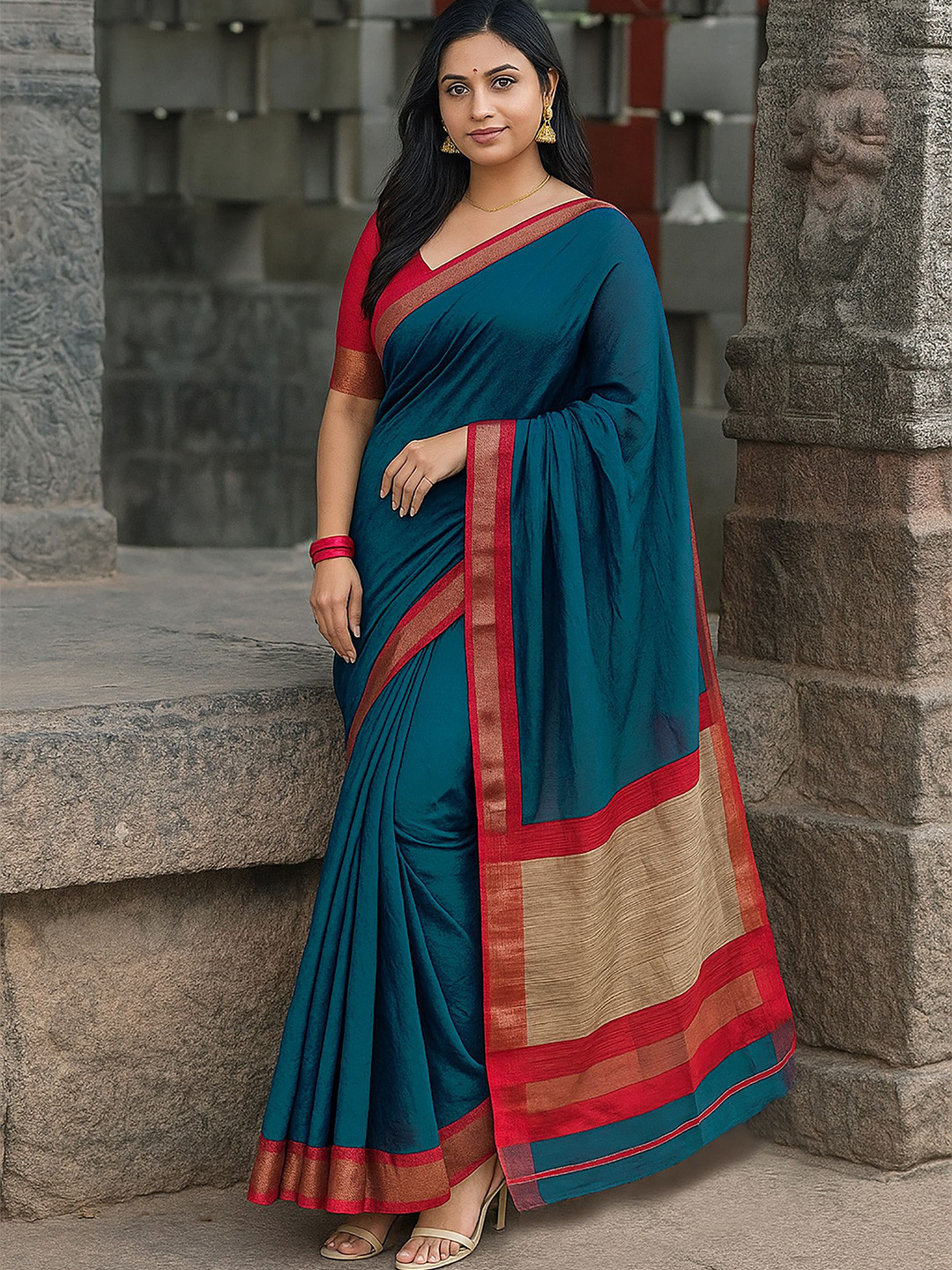 KALINI Woven Design Border Banarasi Saree