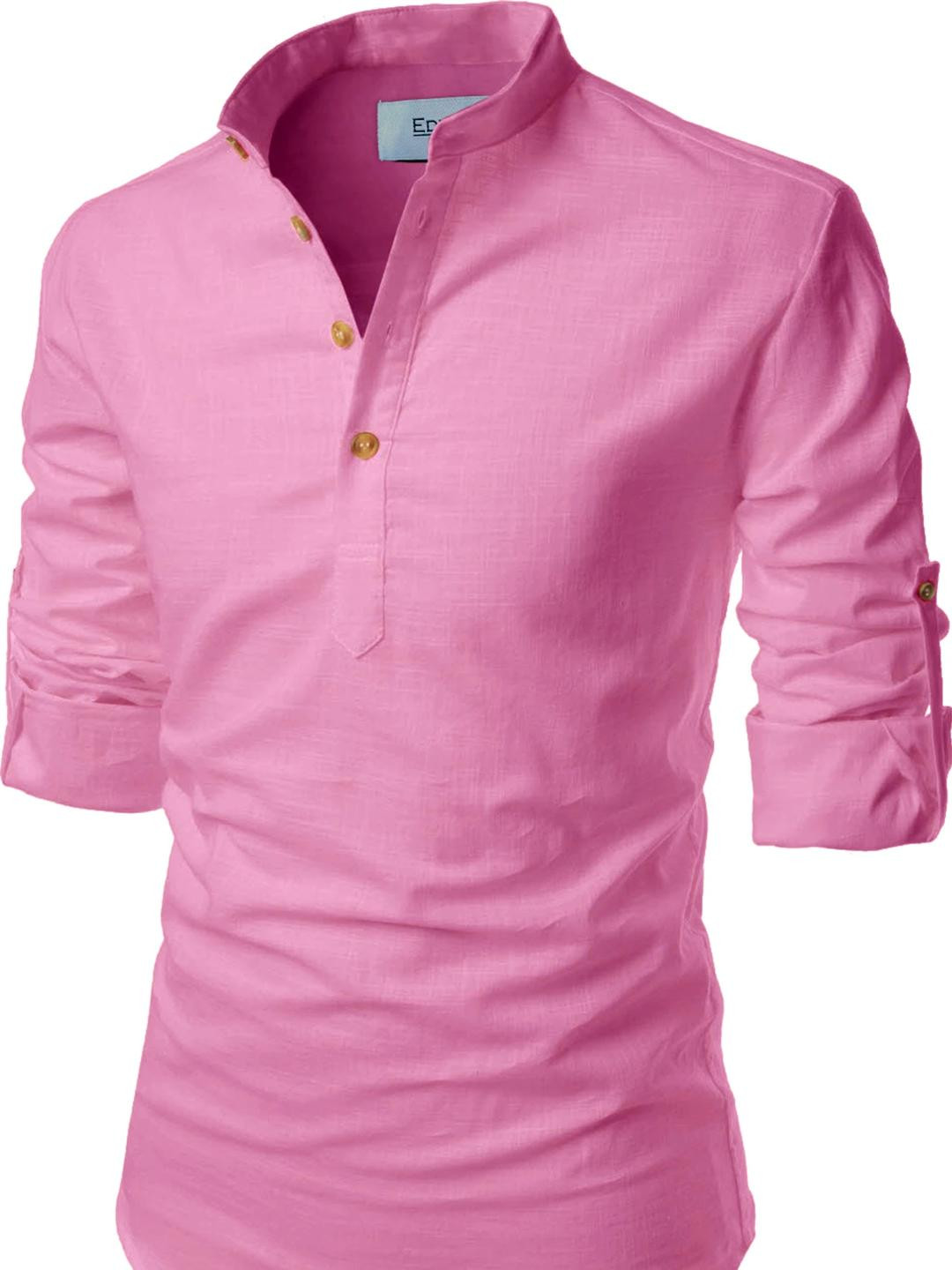 Edin Men Pink Pathani Organic Cotton Kurtas