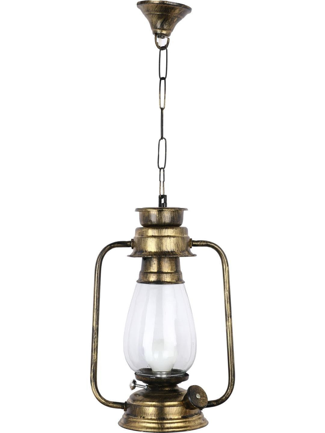 Somil Vintage Kerosene Lantern Style Hanging Lamp, LED Compatible with Multicolor Metal Fixture. B22 (Pin Type) Holder, Dimensions: 20 X 13 X 70 Cm, Pack of 2