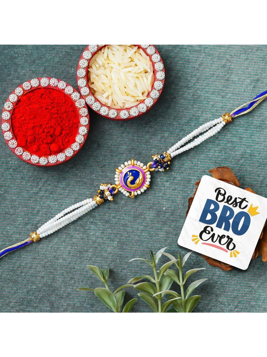eCraftIndia Beaded Rakhi With Roli Rice & Magnet