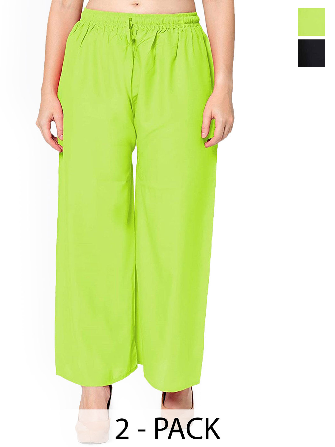 SRISARAS Women Pack of 2 Regular Fit Mis-Rise Regular Trousers