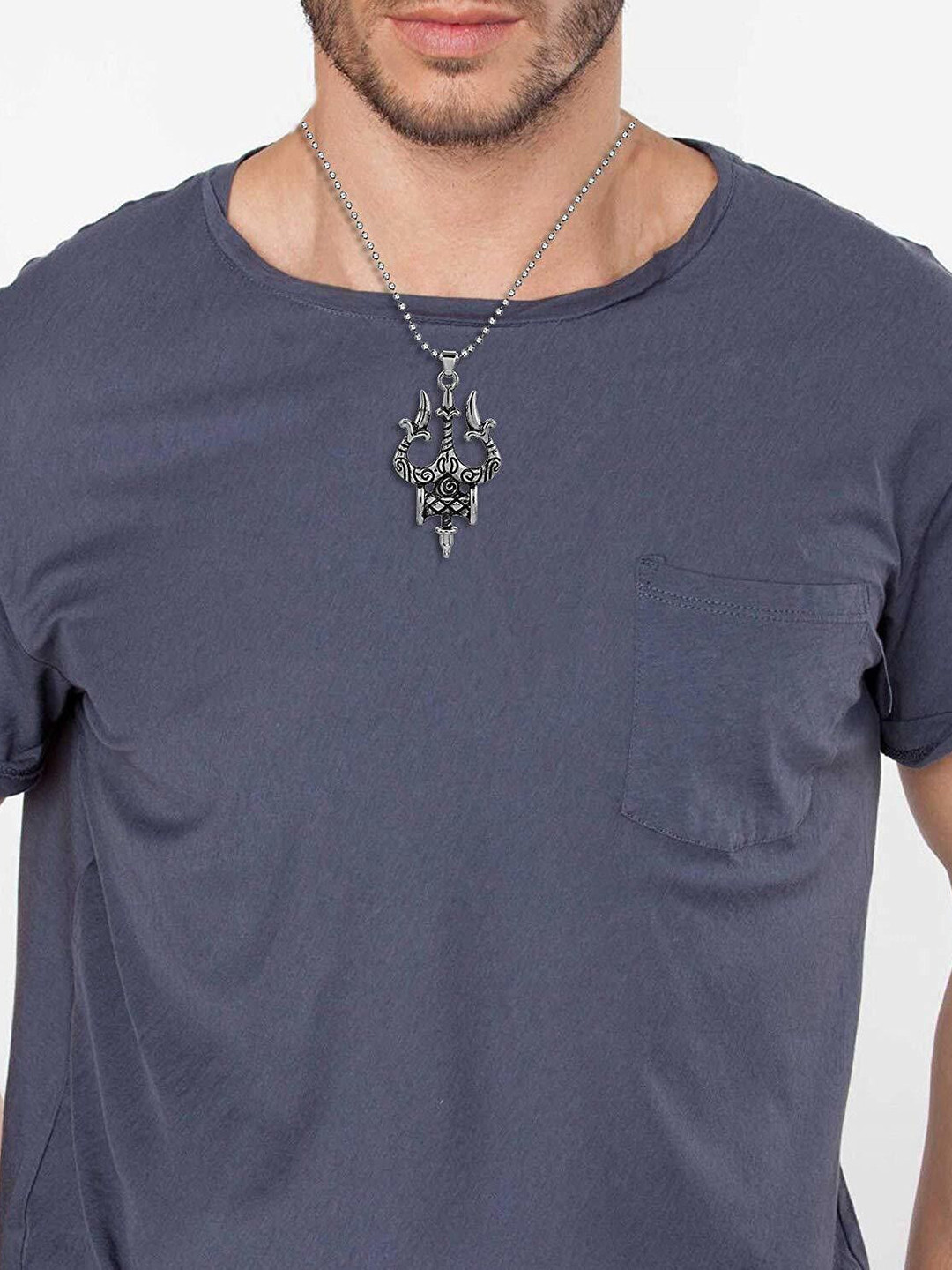 RV Jewels Unisex Stainless Steel Silver-Plated Contemporary Pendant with Chain