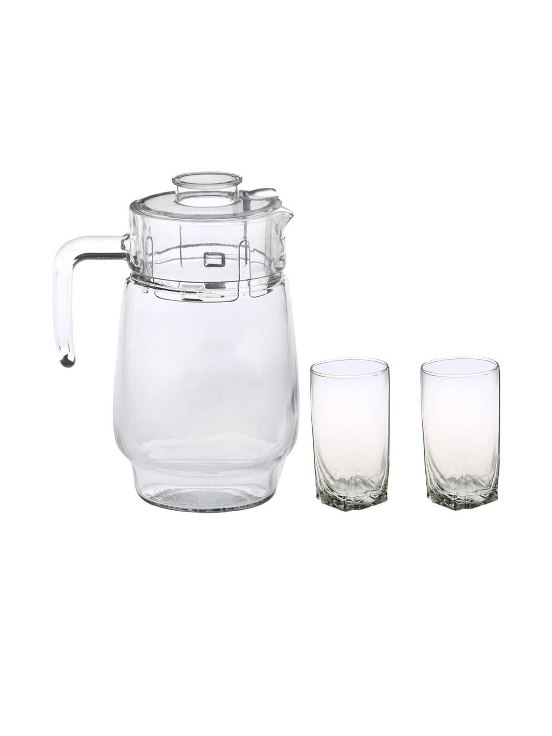 SOMIL Transparent 3 Pieces Dishwasher Safe Glass & Water Jug Set