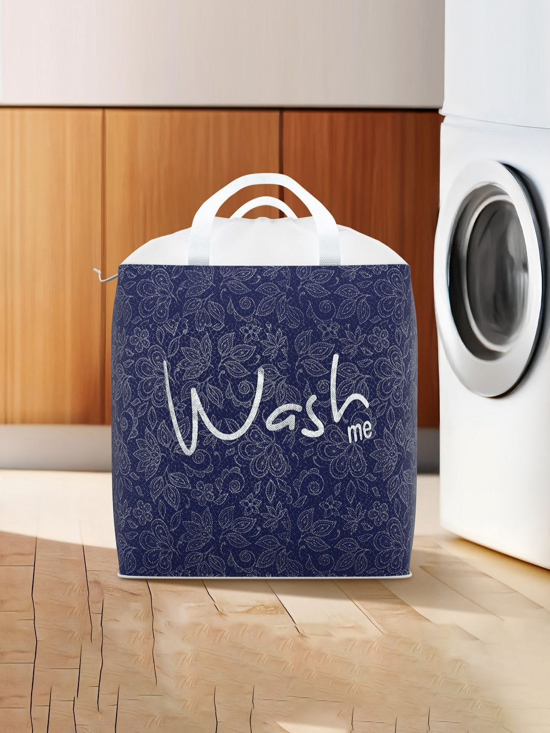 Aura Navy Blue Large Cloth Laundry Bag With Handles