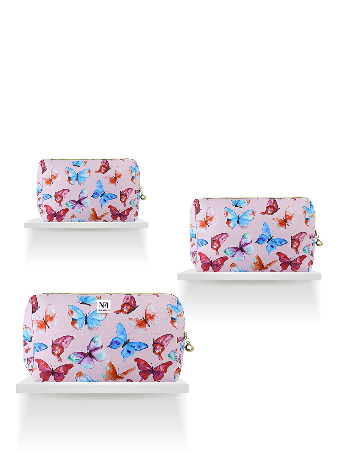 NFI essentials Set Of 3 Printed Waterproof Portable Makeup Pouch
