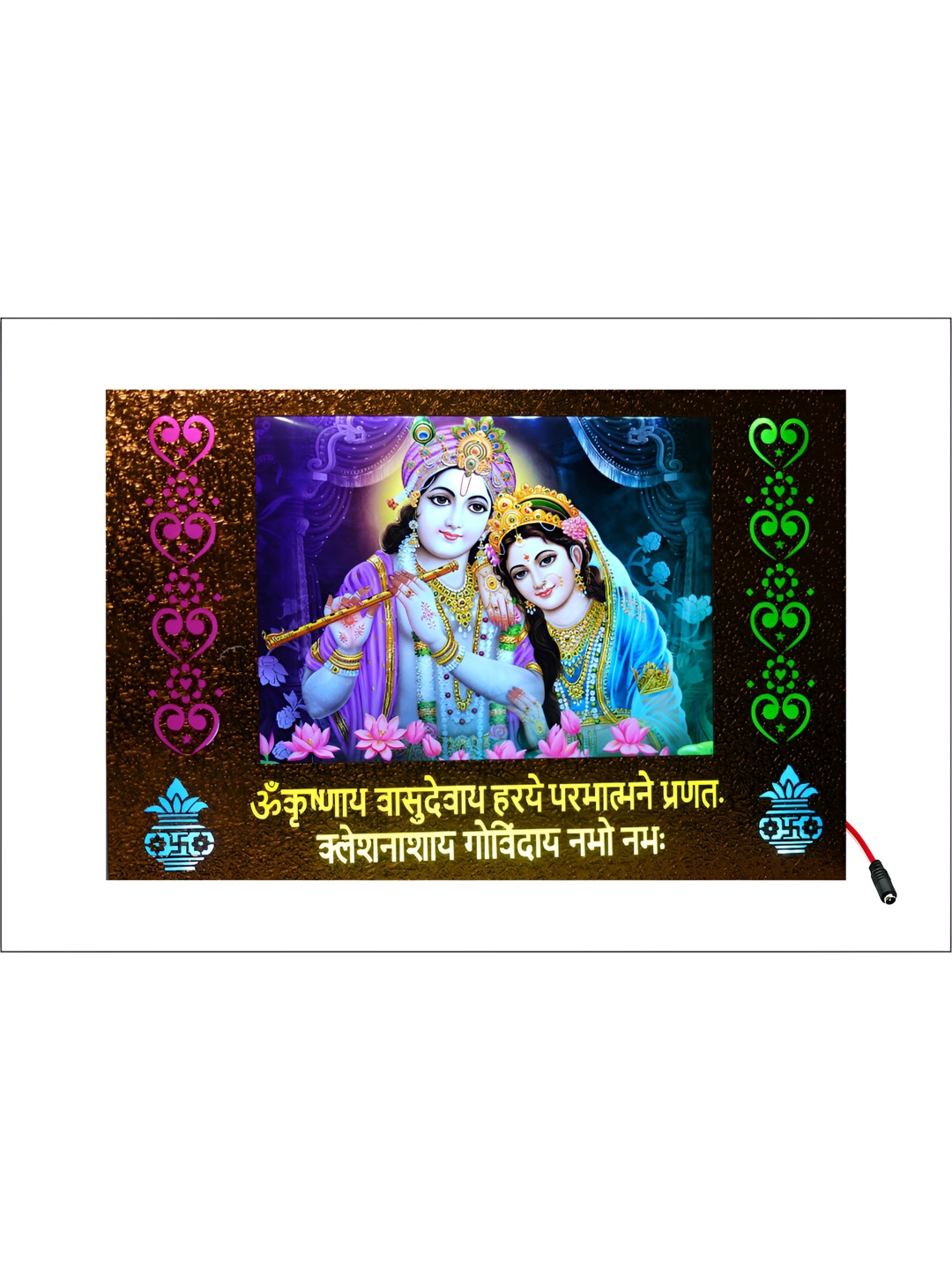 SHRI KHATU SHYAM CREATION Blue & Brown Set of 3 Piece Wood Religious Wall Photographs