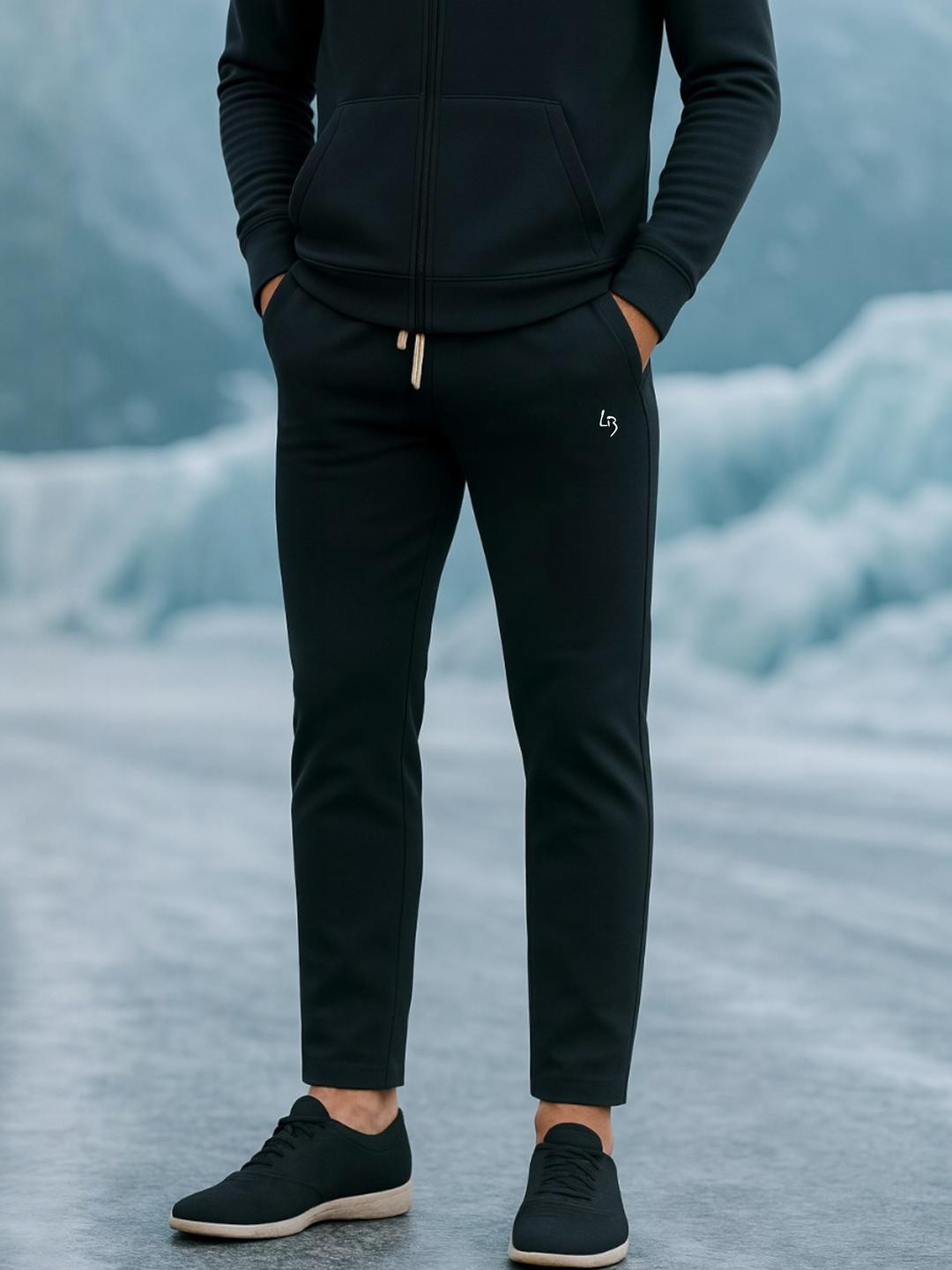 Mens Plus Size Solid Two Thread Cotton Fleece Winter Track Pant