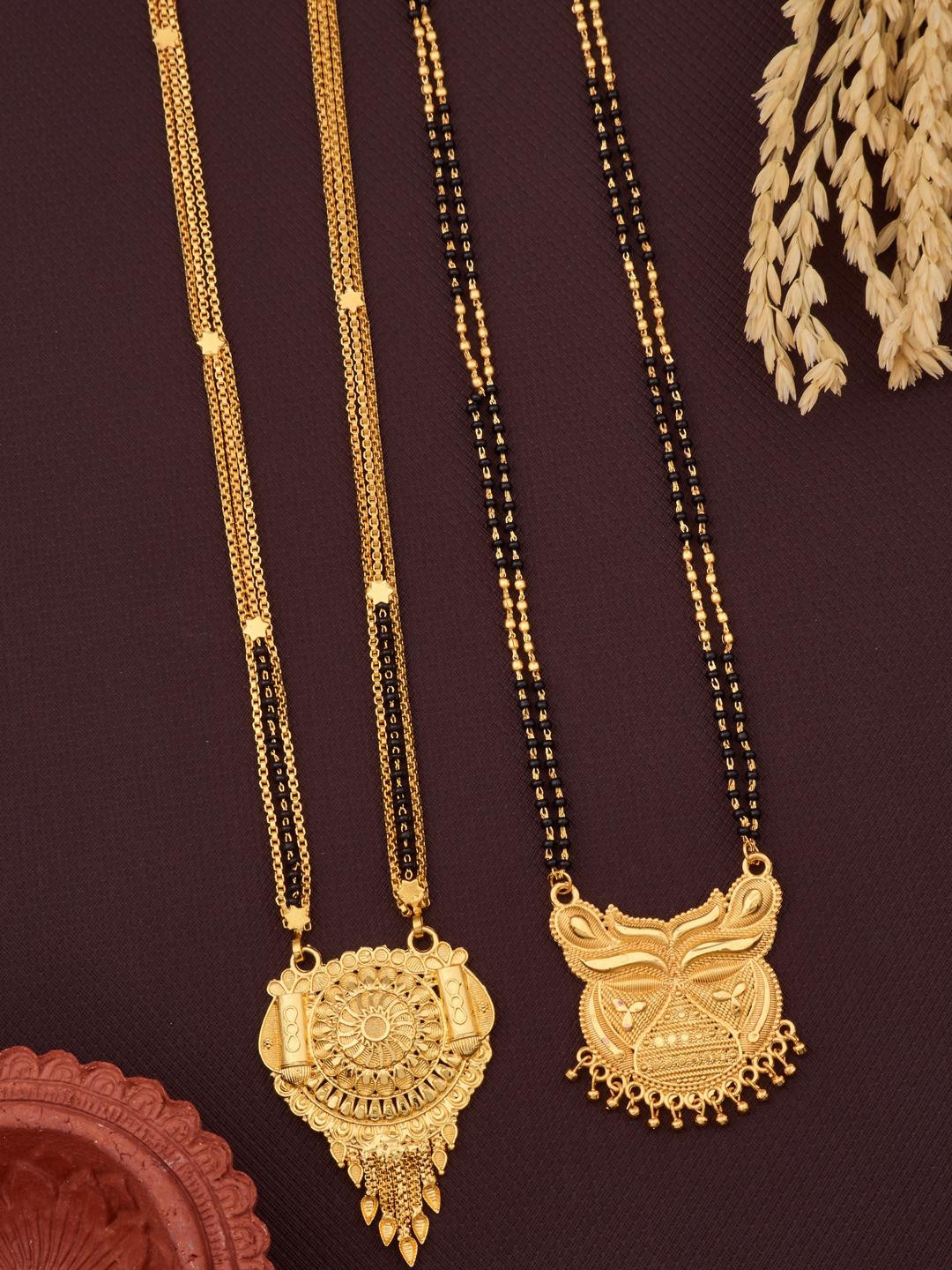 DIVASTRI women Artificial Black Beads Gold-Plated Mangalsutra