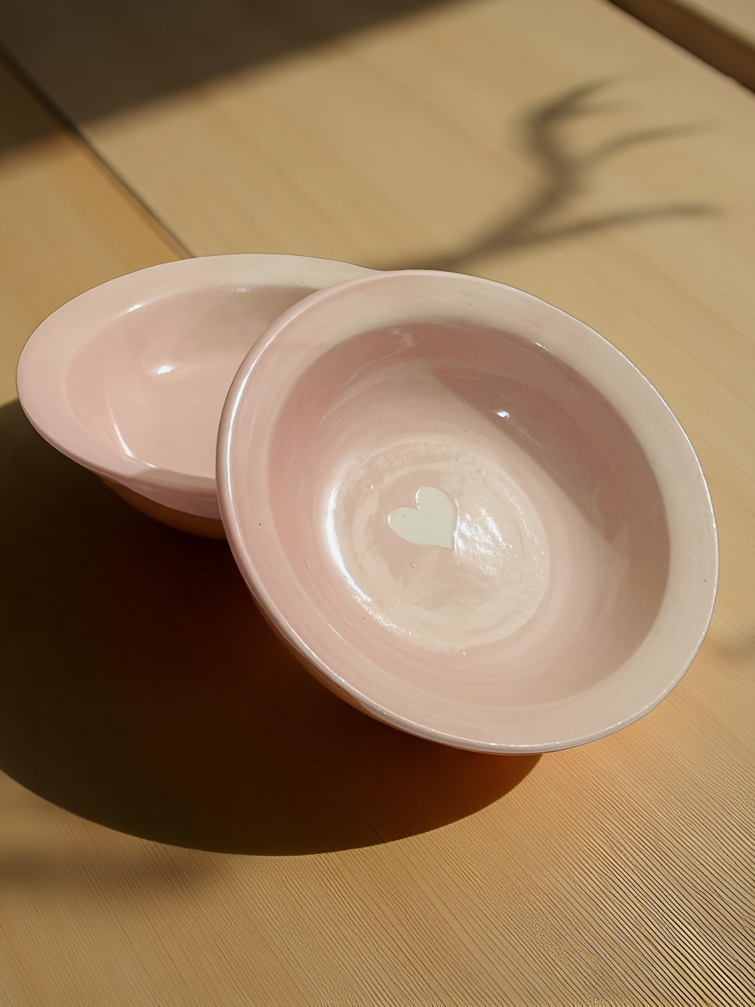 Lupaava Pink 2 Pieces Printed Glossy Microwave Safe Ceramic Pasta Plates