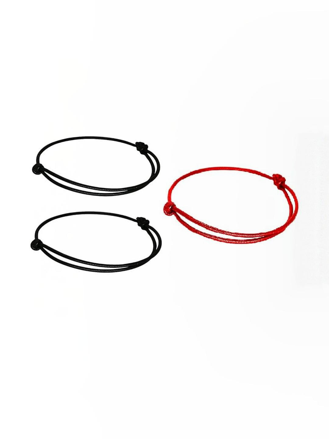 SUSVIJ Pack Of 3 Black & Red Bracelet