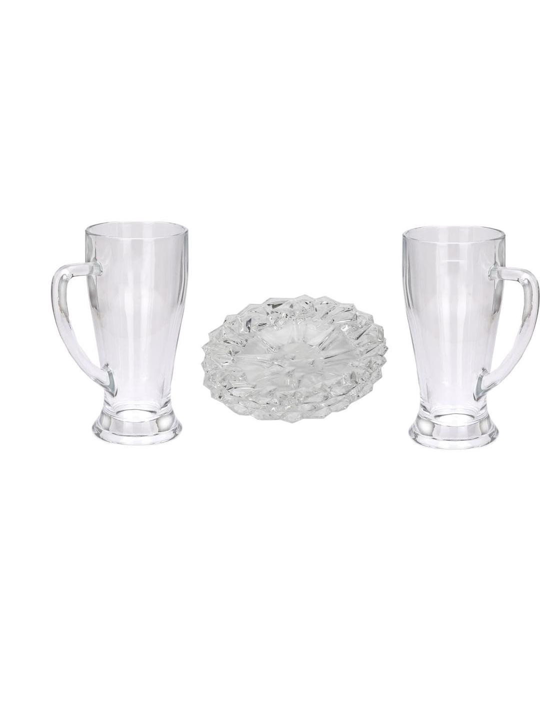 SOMIL Transparent Set of 3 Glass Dishwasher Safe Dinner Set