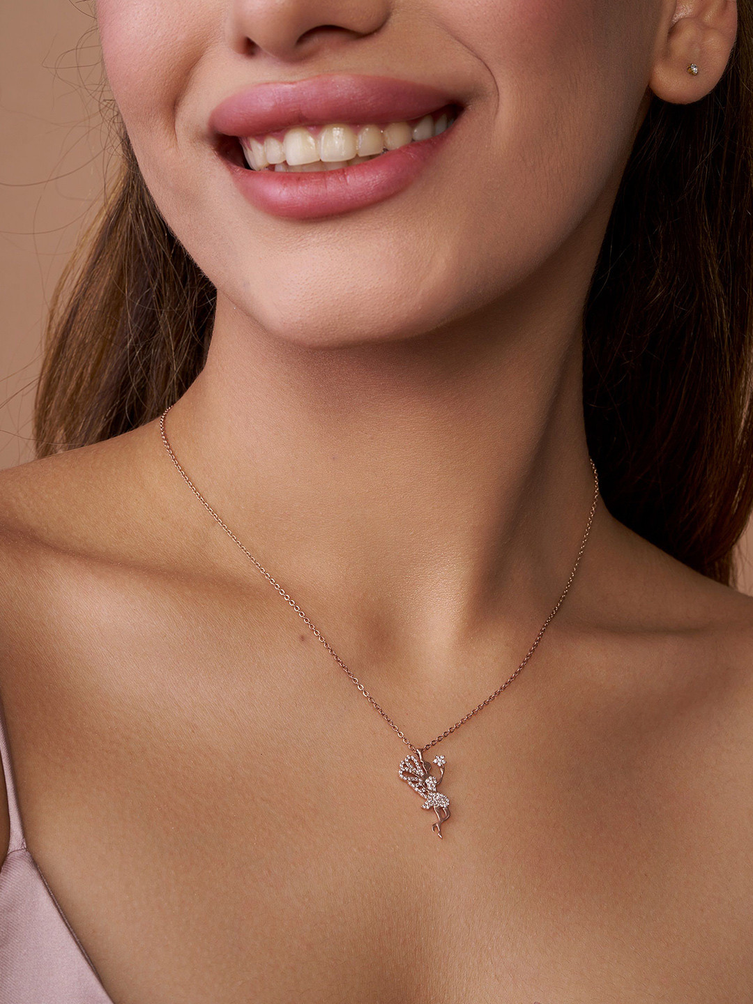 KYMEE 18K Gold Vermeil Stone-Studded Pendant With Chain