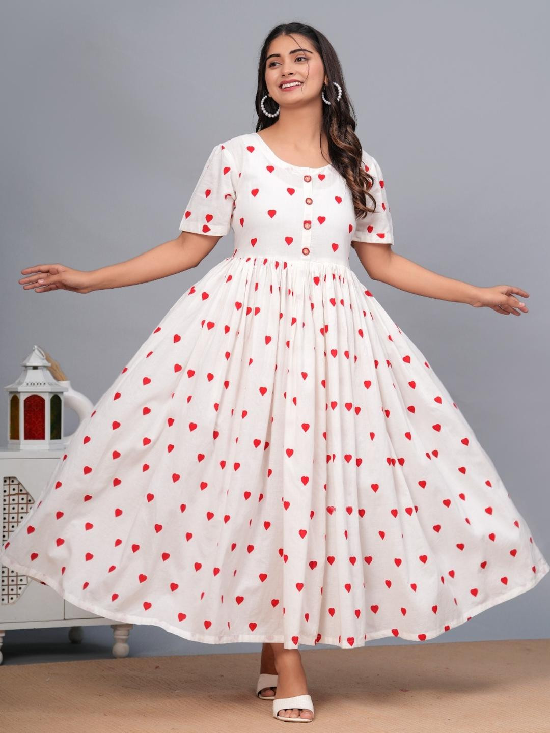 NUPITAL Women White Anarkali Viscose Rayon Kurtas