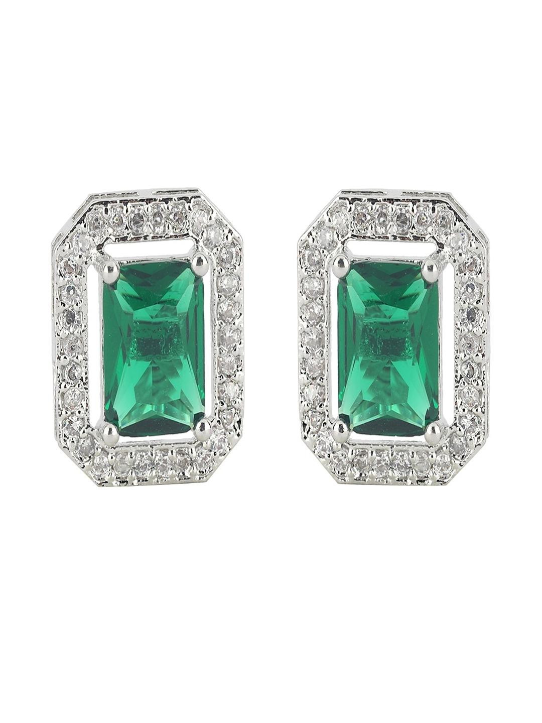 GlammTank Emerald Stone Studed Earrings