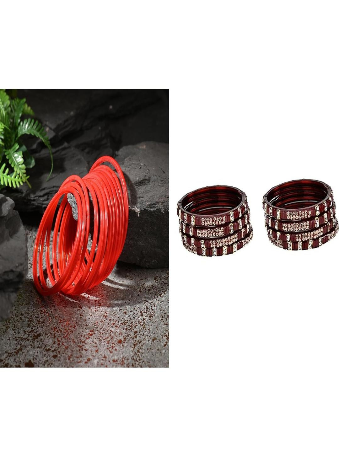 SOMIL Set Of 20 Artificial Stones and Beads Glaas Bangles