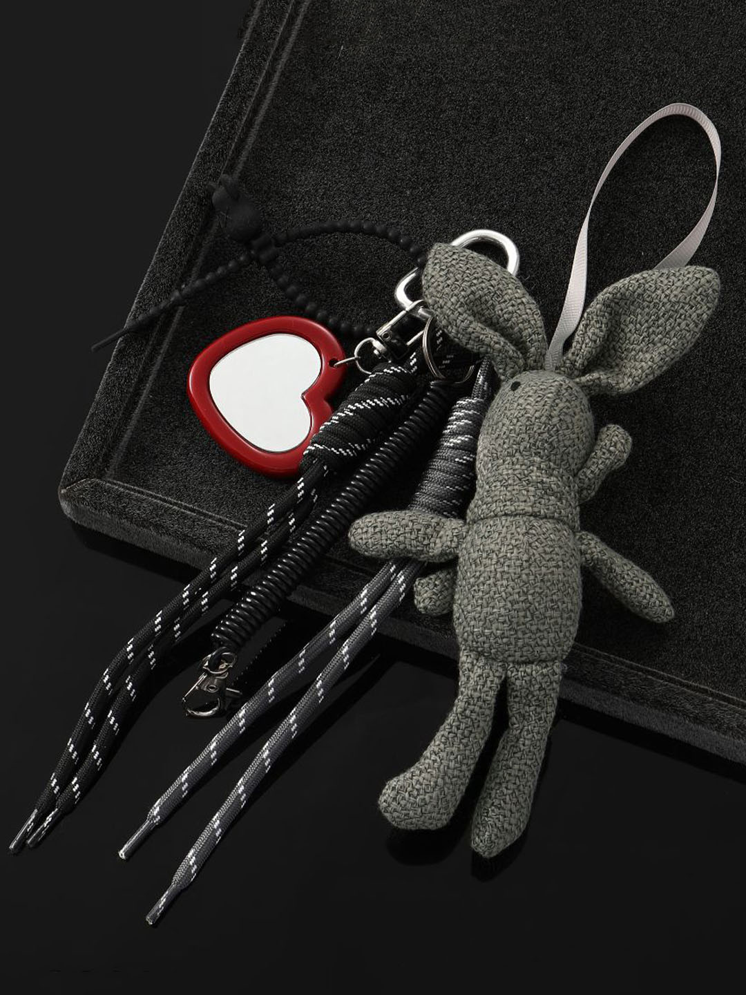 SALTY Croche Bunny & Heart Mirror Bag Charm