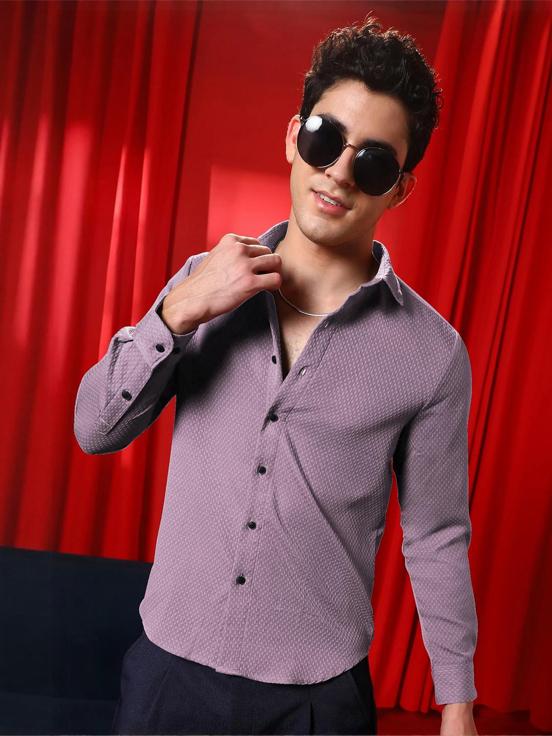 SZN Slim Fit Textured Long Sleeves Men's Shirt