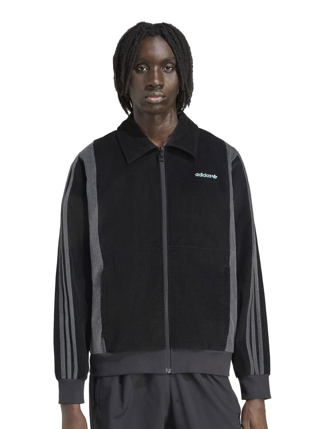 ADIDAS Originals Men Front-Open Shirt Collar Sweatshirt
