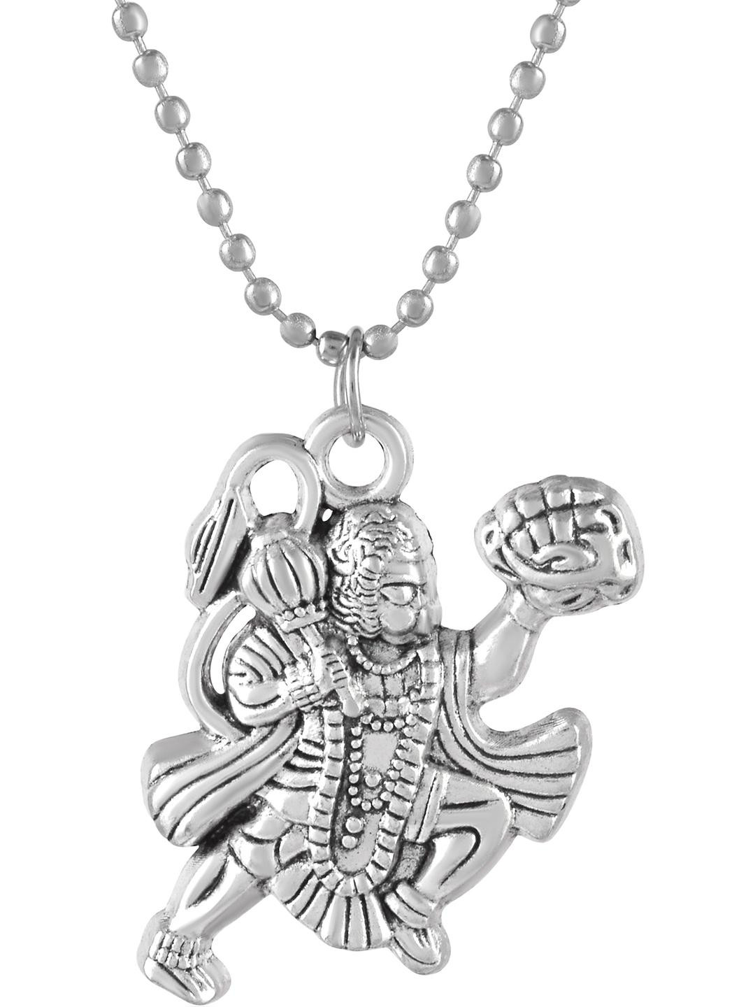 Morir Hanuman Ji Pendant for Men Women in Silver Finish