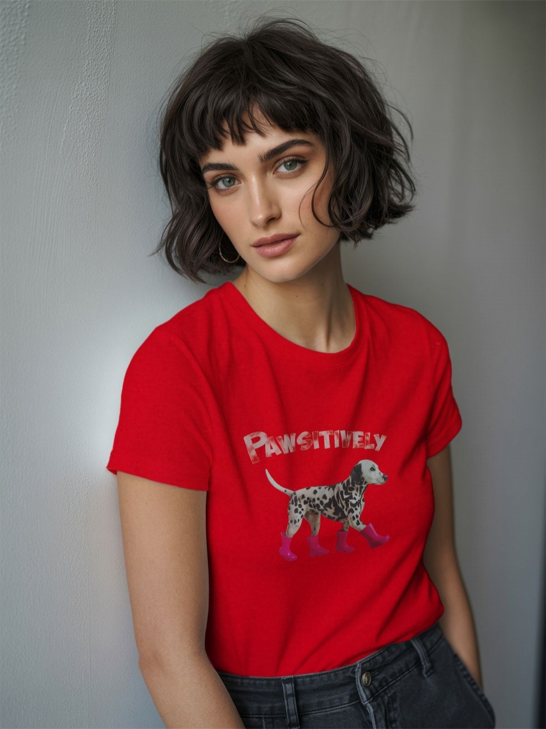 GRACE & JACK Women 101 Dalmatians Typography Printed Round Neck Cotton T-shirt