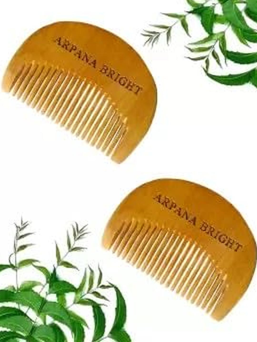 Neem Wooden Beard Comb Pack of 2 Growth, Hairfall, Dandruff, Frizz Control
